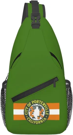 Flag Of Porterville, California Crossbody Bags For Women Men Chest Backpack Gym Shoulder Bag Travel Outdoor Sports Casual Crossbody Bags