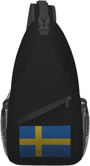 Flag Of Sweden Knitting Effect Crossbody Bags For Women Men Chest Backpack Gym Shoulder Bag Travel Outdoor Sports Casual Crossbody Bags