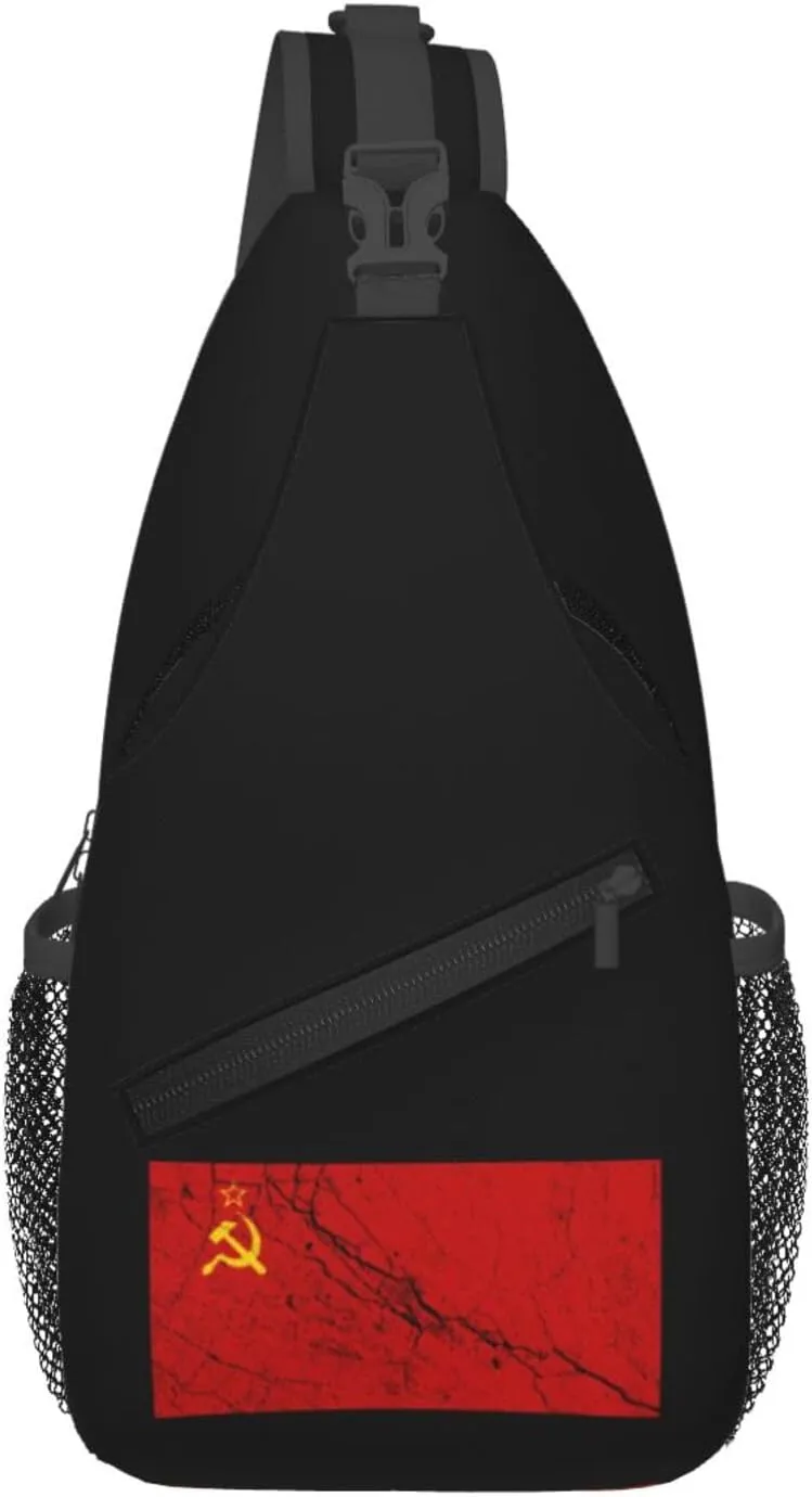 Flag Of The Soviet Union Texture Effect Crossbody Bags For Women Men Chest Backpack Gym Shoulder Bag Travel Outdoor Sports Casual Crossbody Bags