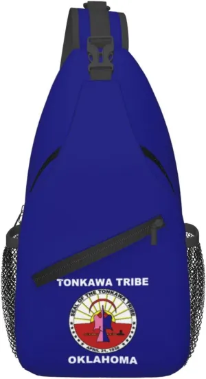 Flag Of The Tonkawa Tribe Of Oklahoma Crossbody Bags For Women Men Chest Backpack Gym Shoulder Bag Travel Outdoor Sports Casual Crossbody Bags