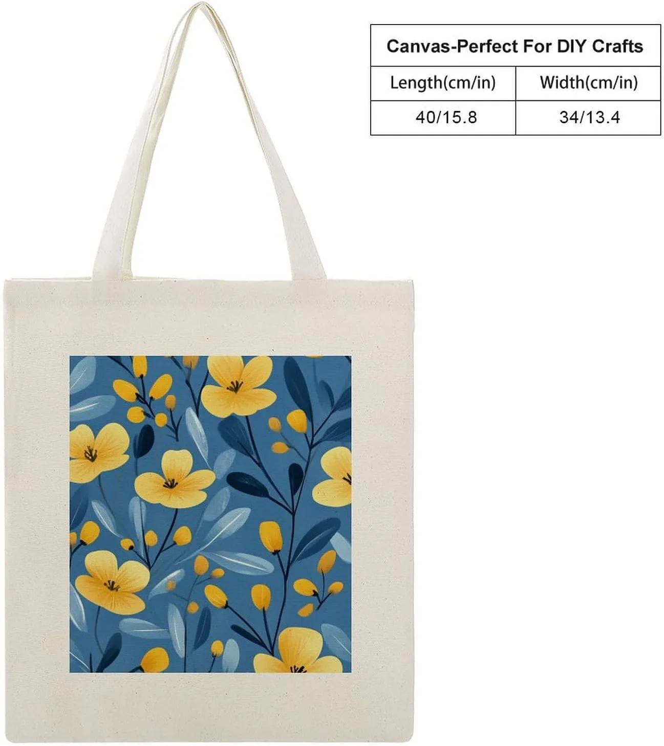 Floral Print Canvas Lightweight Tote Bags Casual Handbags Reusable Grocery Shopping Bag 13.4x15.8in
