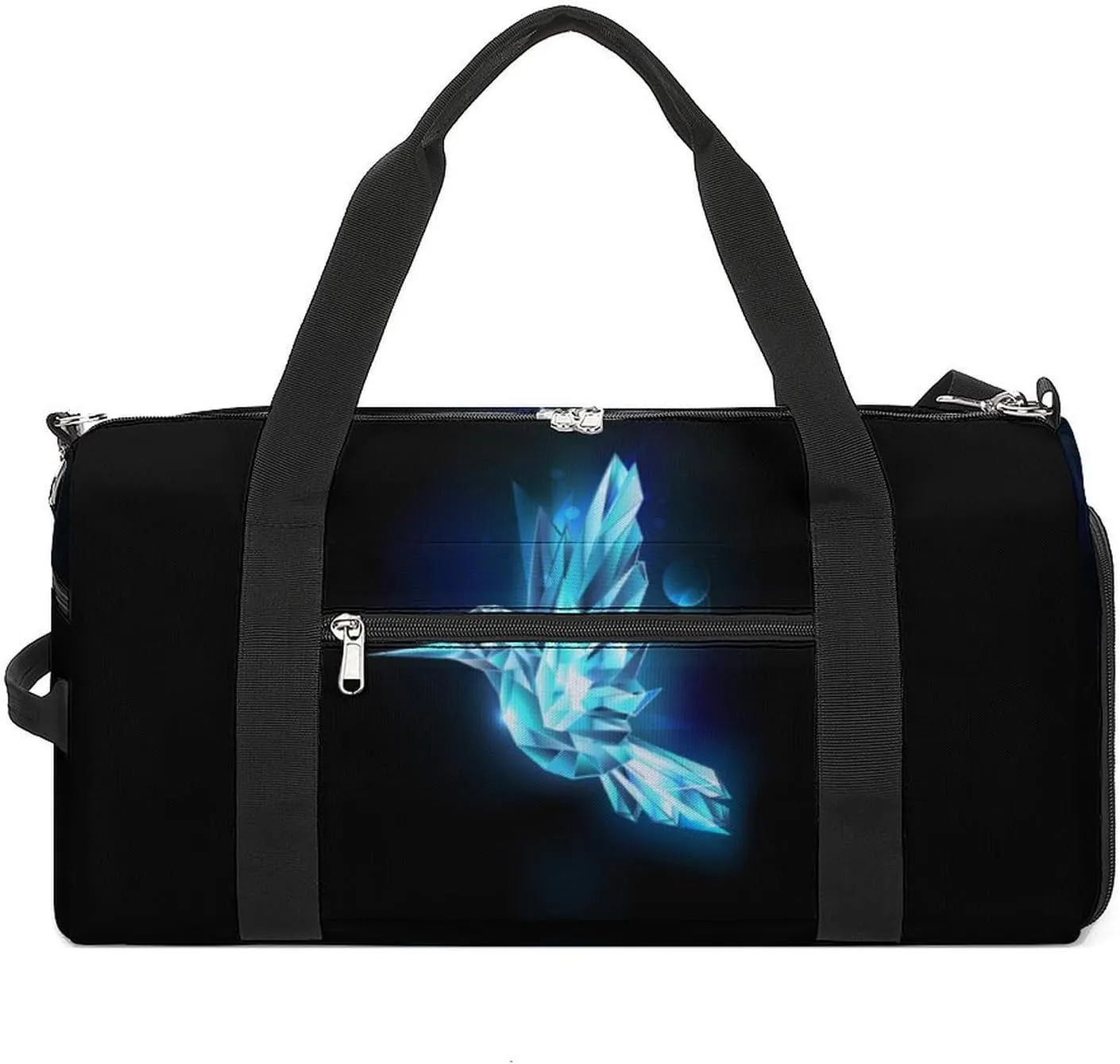 Flying Crystal Hummingbird Gym Bag for Men Women Travel Duffle Bags with Shoes Compartment Swim Dance Yoga