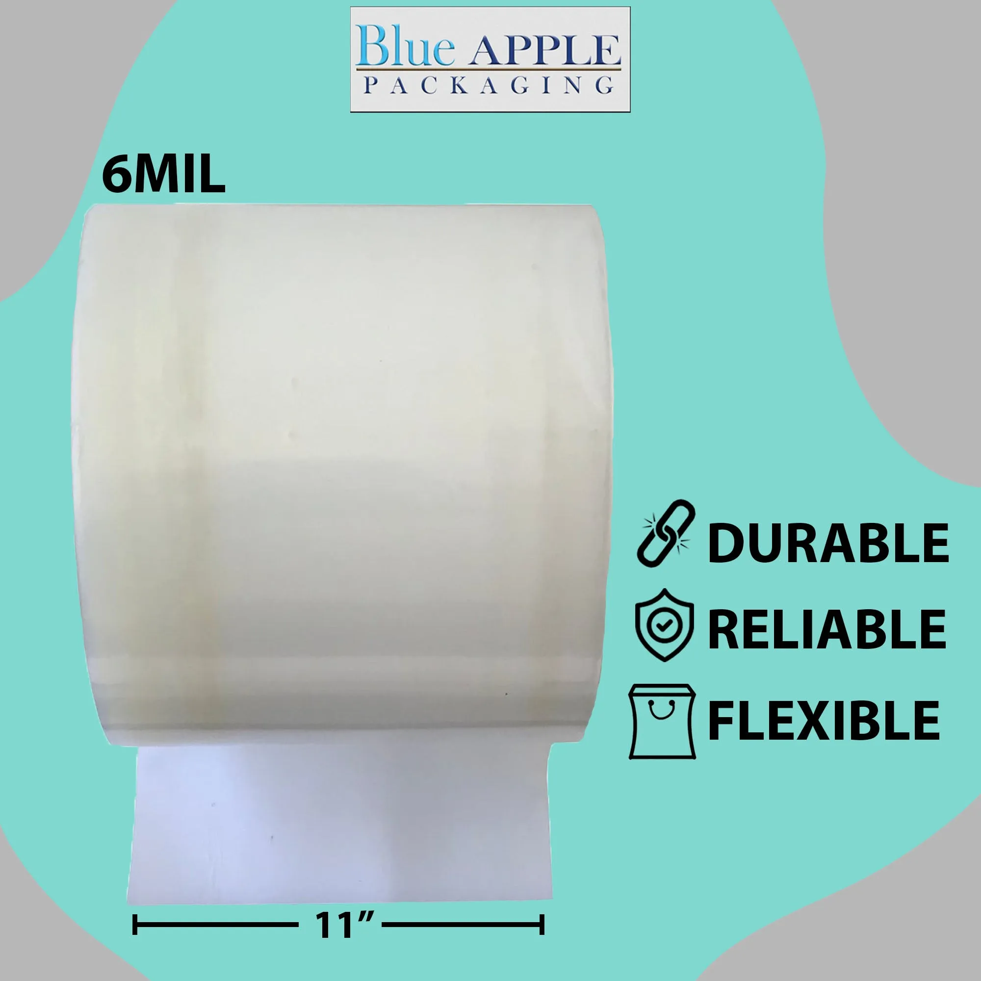 Food Grade Poly Tubing Roll Bags 6Mil 11x750ft- Impulse Heat Sealer