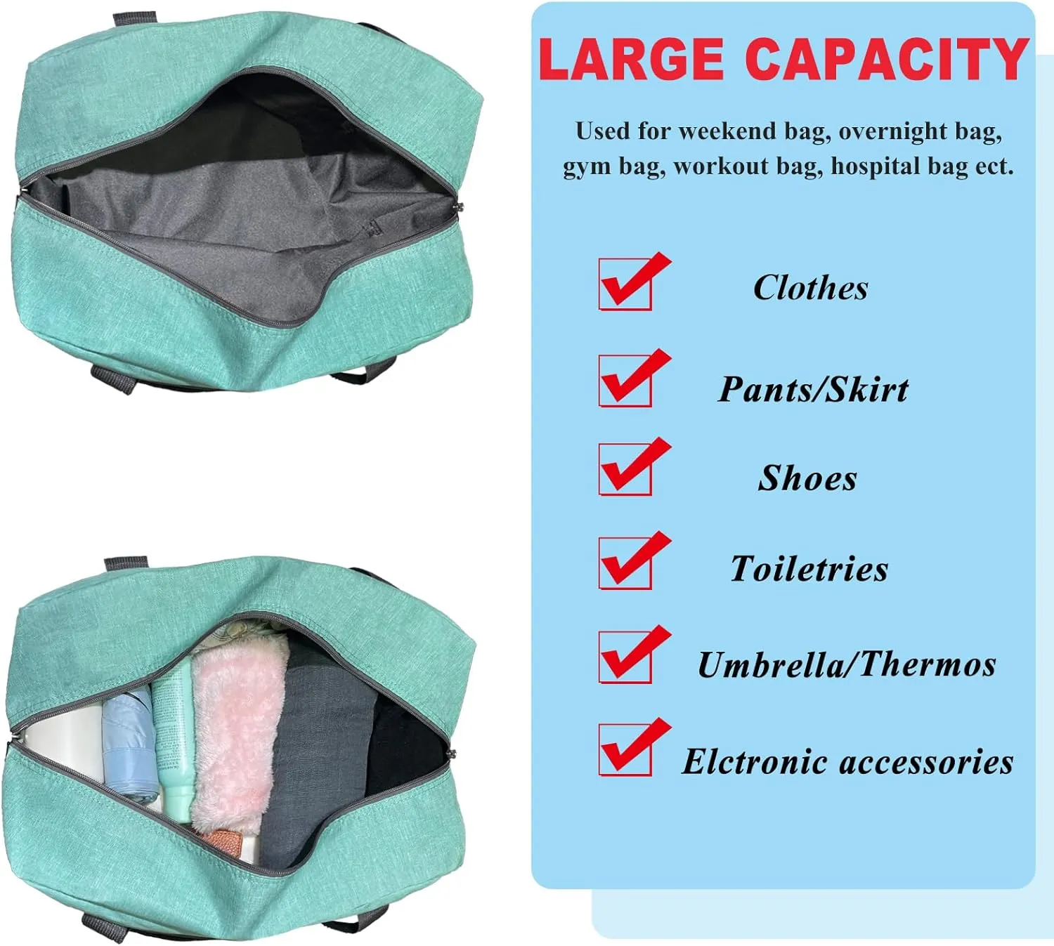 For Spirit Airlines Personal Item Bag 18x14x8 Foldable Carry on Bags for Airplanes Travel Duffel Bags for Women and Men