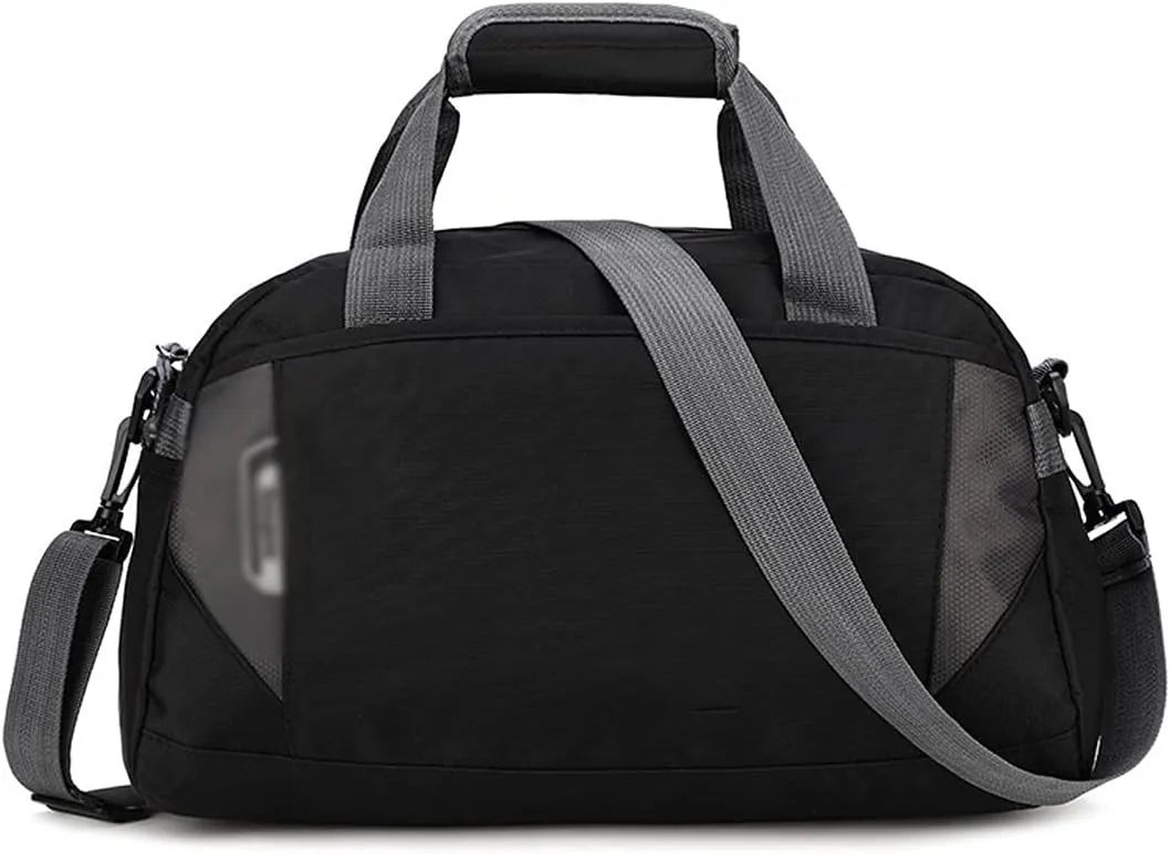 for Women Fashion Men Training Gym Bag Nylon Ultralight Travel Sports Bags for Fitness Yoga Handbag Short Trip Luggage (Black-Medium)