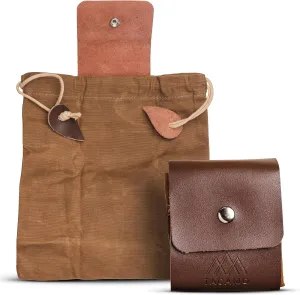 Foraging Bag - Durable Mushroom Foraging Bag for Outdoor Adventures - Spacious Leather Pouch for Belt with Secure Drawstring - Bushcraft Foraging Sack for Mushroom, Rock & Plant Collecting