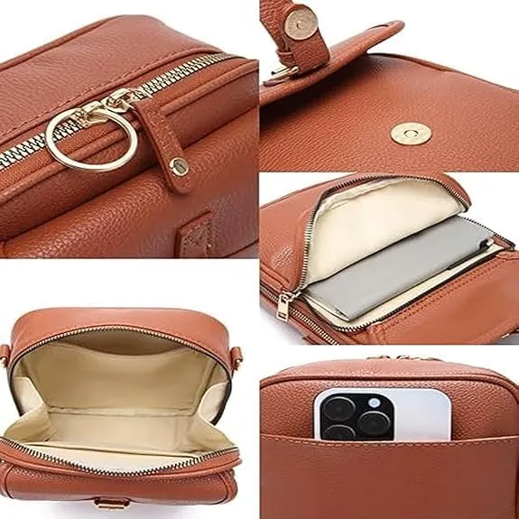 Forcipower Urvashi Crossbody Bag,Zealburst Crossbody Leather Bag,Vintage Double Layer Large Capacity Cross Body Bags
