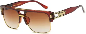 Freckles Mark 70s Retro Sunglasses Mens Womens Trendy Square Gold Metal Sun Glasses Vintage Gangster Style