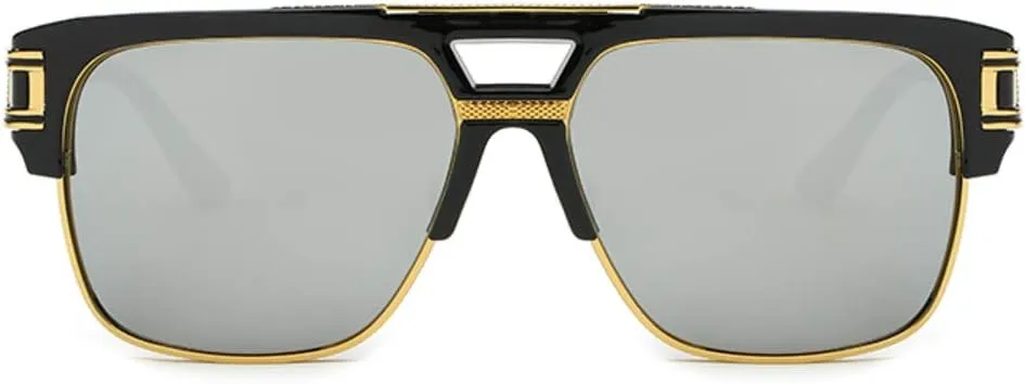Freckles Mark 70s Retro Sunglasses Mens Womens Trendy Square Gold Metal Sun Glasses Vintage Gangster Style