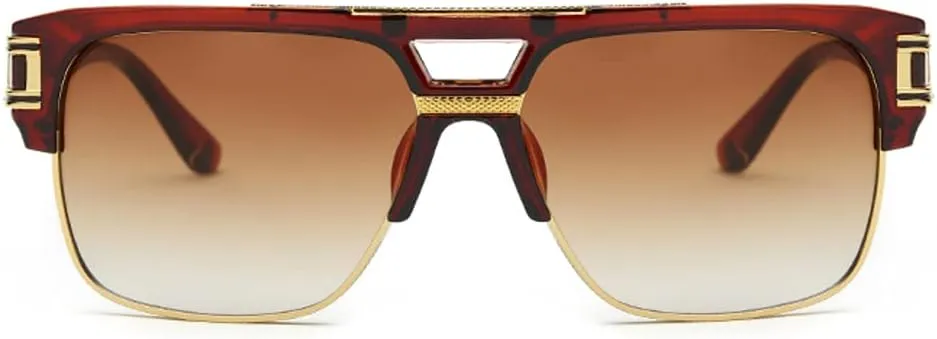 Freckles Mark 70s Retro Sunglasses Mens Womens Trendy Square Gold Metal Sun Glasses Vintage Gangster Style