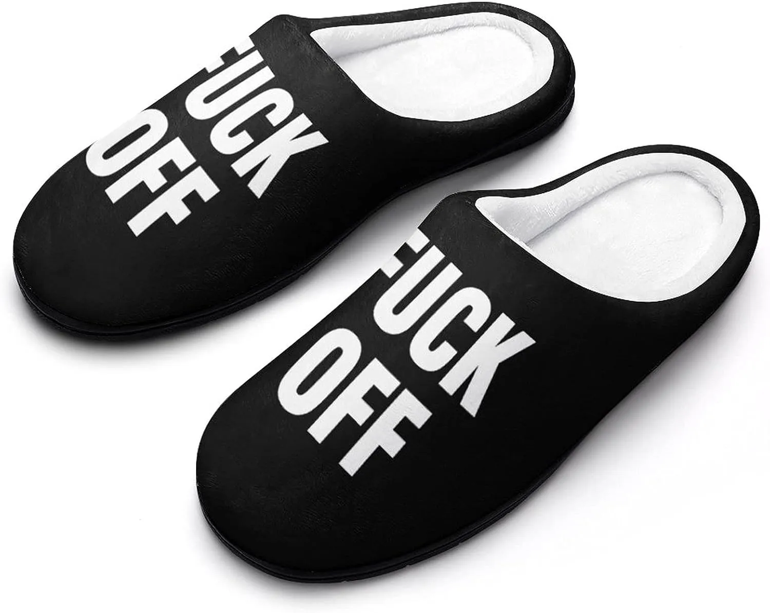 Fuck-Off Women's Cotton Slippers Warm Soft Bedroom Shoes with Anti Slip Sole for Home Casual