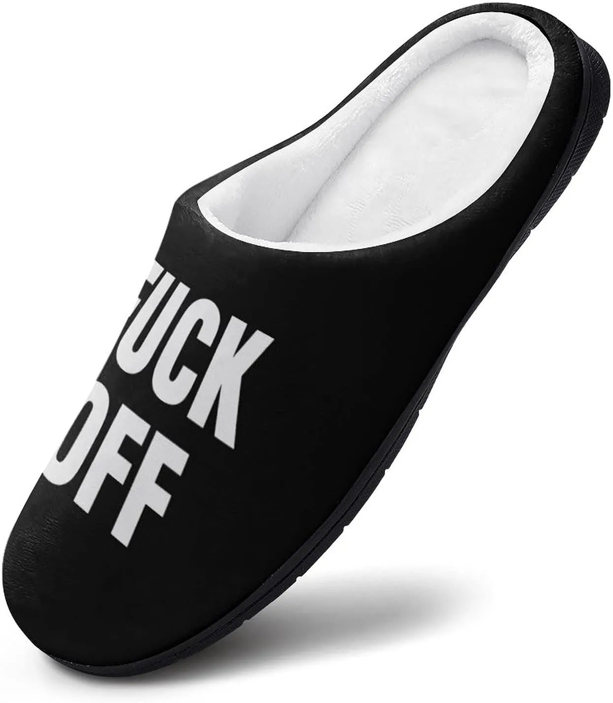 Fuck-Off Women's Cotton Slippers Warm Soft Bedroom Shoes with Anti Slip Sole for Home Casual