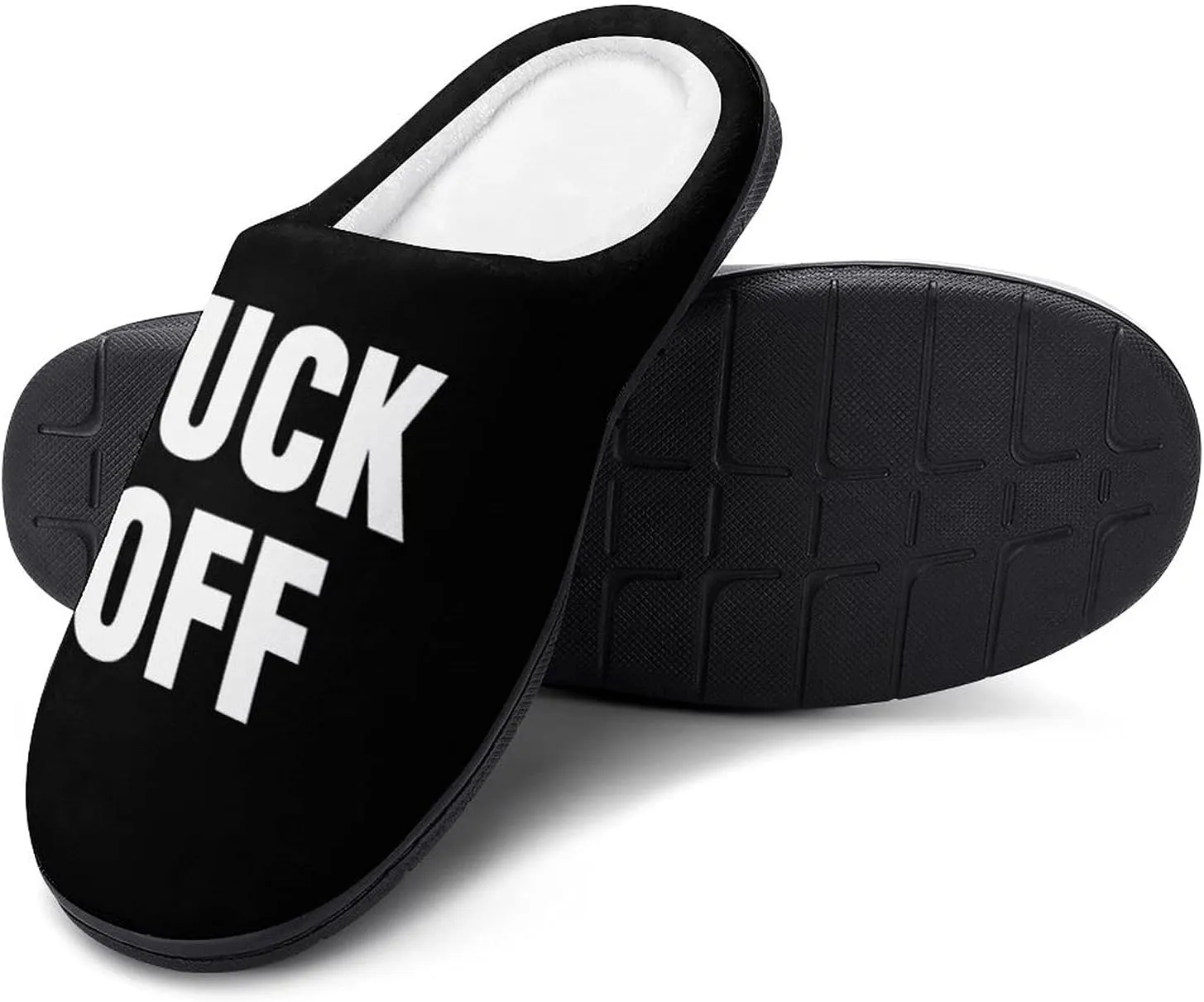 Fuck-Off Women's Cotton Slippers Warm Soft Bedroom Shoes with Anti Slip Sole for Home Casual
