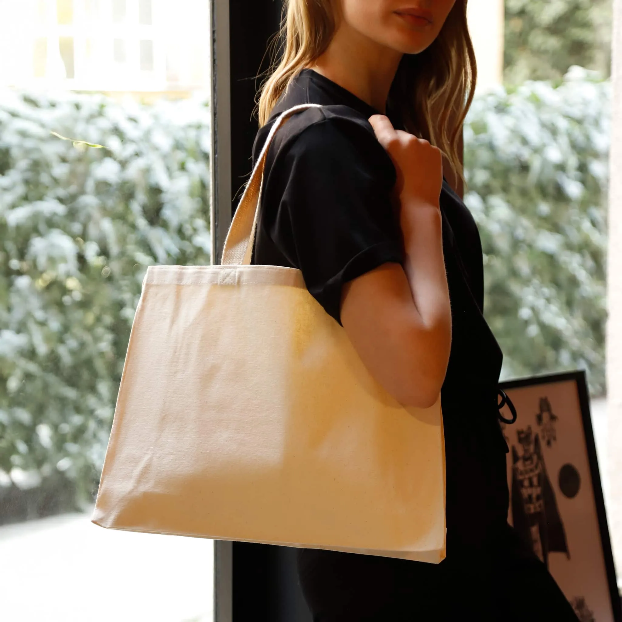 Full Gusset Horizontal Affordable Canvas Tote Bags - TF275