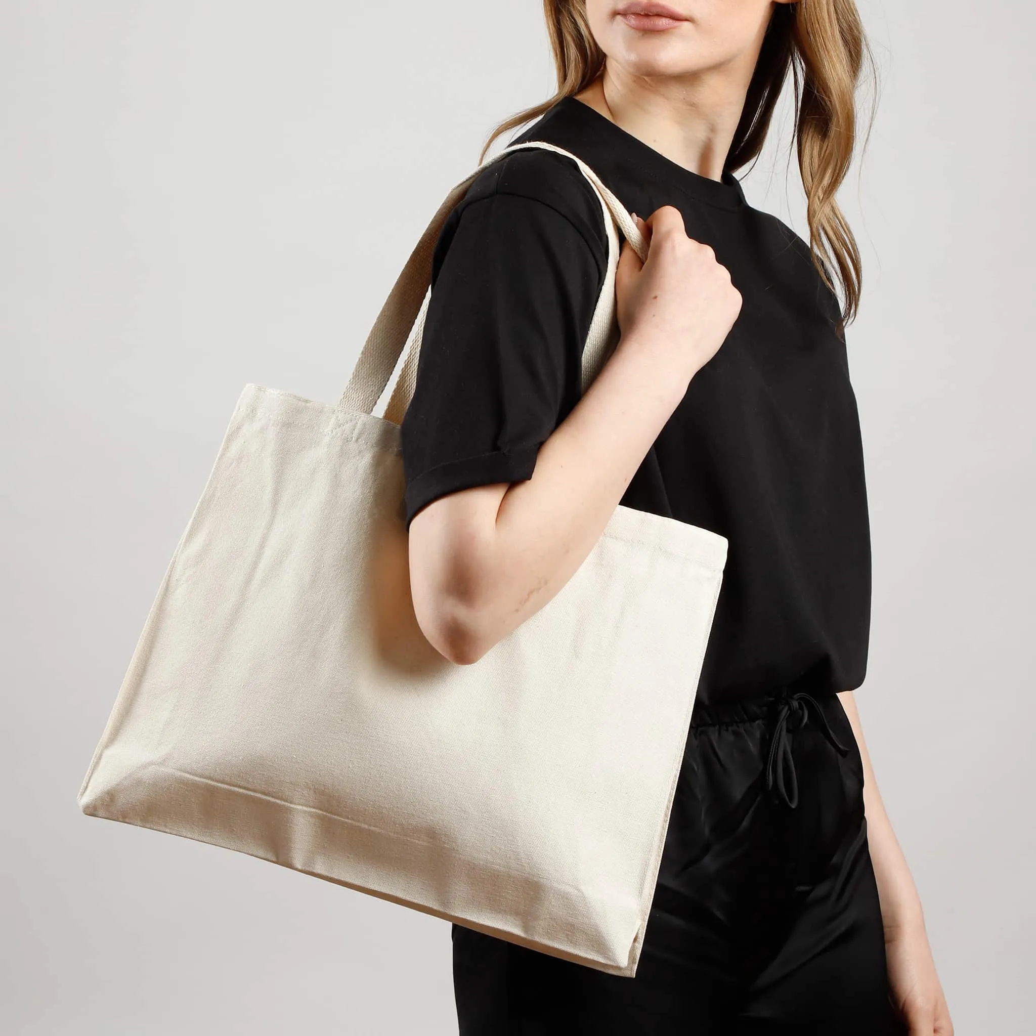 Full Gusset Horizontal Affordable Canvas Tote Bags - TF275