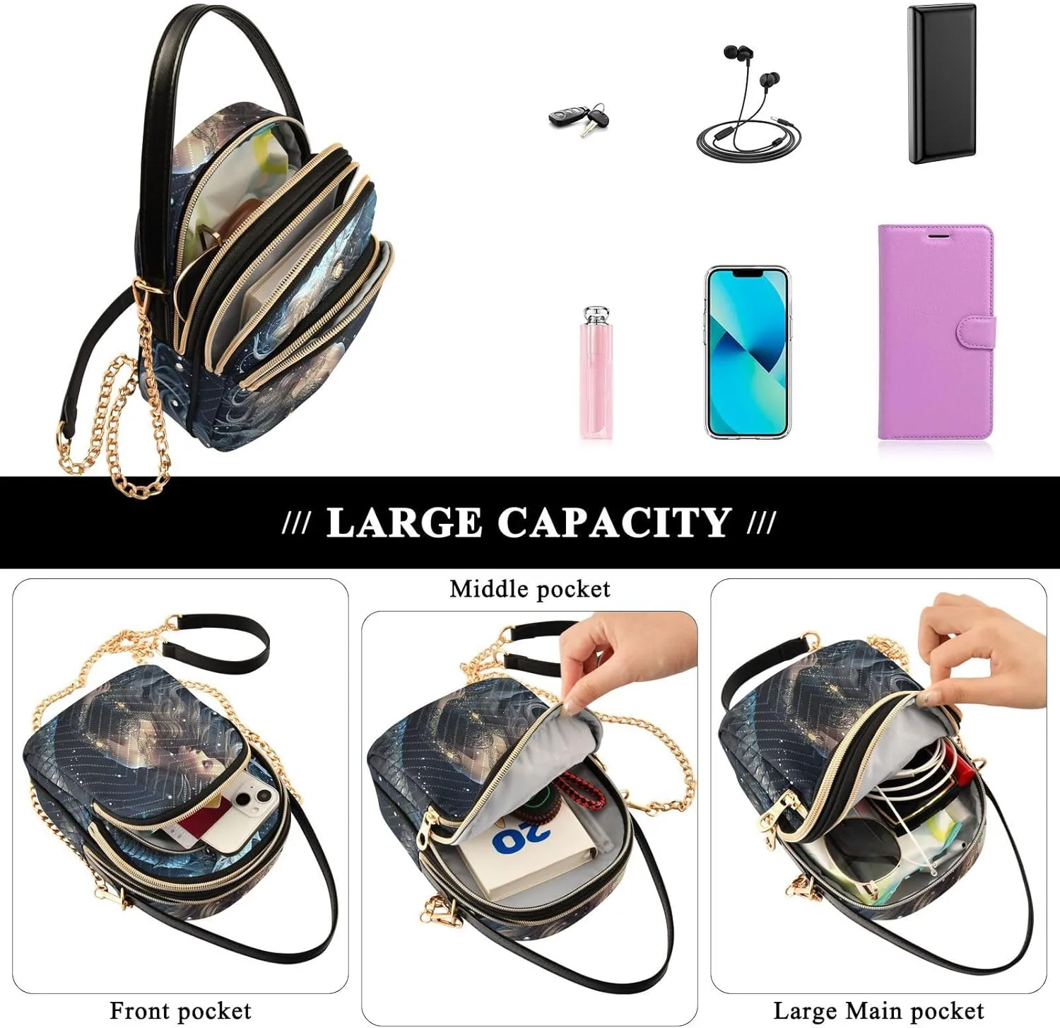 GAIGEO Pink Cupcakes Removable Strap Crossbody Bag, Women's Purses Crossbody, Handbags Crossbody for Women