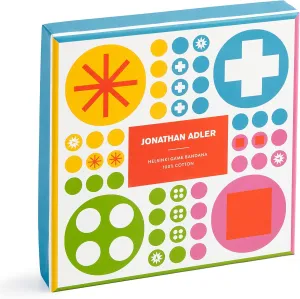 Galison Jonathan Adler Helsinki Classic Bandana Game from Galison - Featuring Chic Printed Cotton Bandana Game Board, Includes 16 Wooden Game Pieces, 2 Dice, 1 Cotton Drawstring Pouch and Instructions