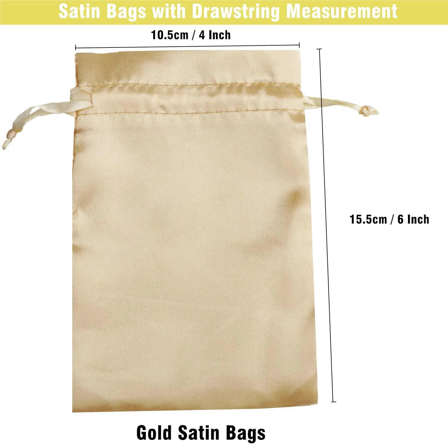 Gbateri 50 Pack 4 x 6 inches Satin Gift Bags with Drawstring, Party Favor Bags, Silk Jewelry Bags, Fabric Cloth Drawstring Pouch Bags,Christmas Gift Bags (Gold)