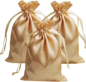 Gbateri 50 Pack 4 x 6 inches Satin Gift Bags with Drawstring, Party Favor Bags, Silk Jewelry Bags, Fabric Cloth Drawstring Pouch Bags,Christmas Gift Bags (Gold)
