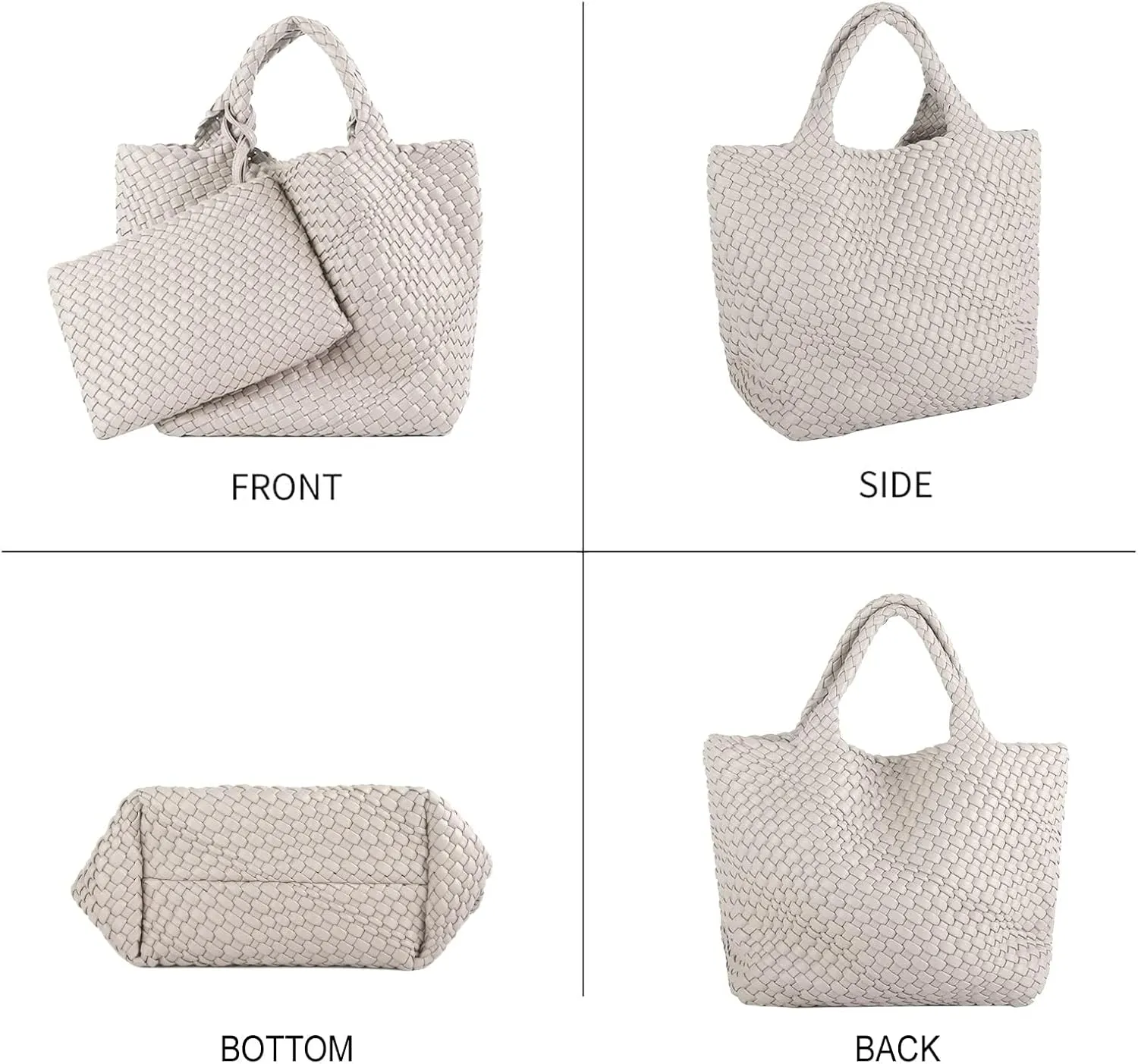 GBB Woven Bag for Women PU Leather Handwoven Tote Bag Large Handbag with Clutch Handmade Casual Purses Shopper Shoulder Bags