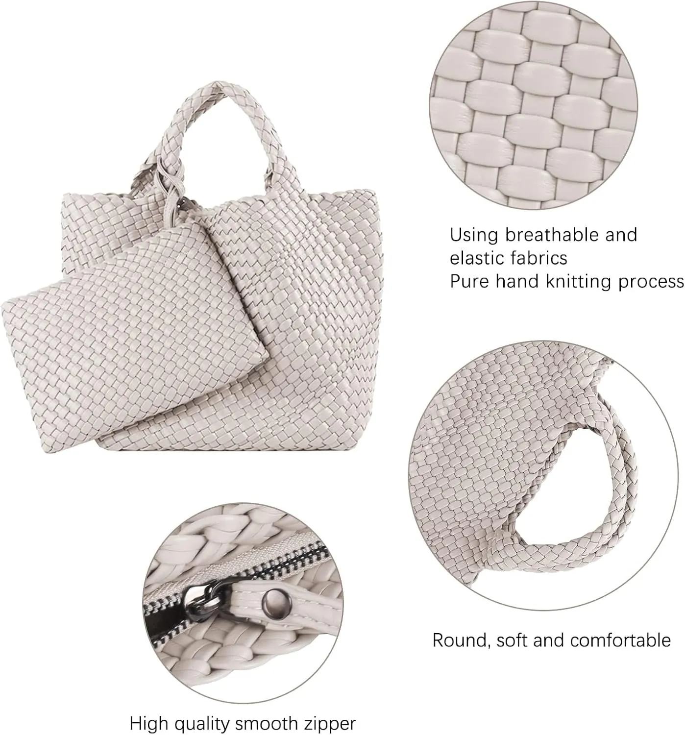 GBB Woven Bag for Women PU Leather Handwoven Tote Bag Large Handbag with Clutch Handmade Casual Purses Shopper Shoulder Bags