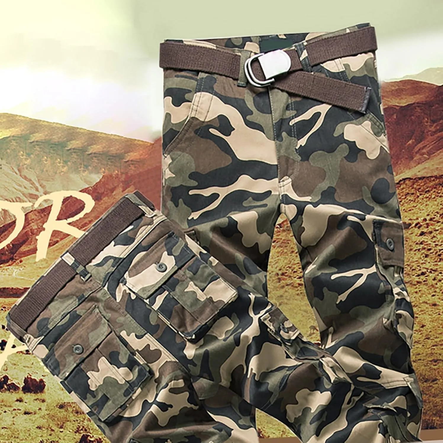 Gear Men's Hiking Tactical Sweatpants Waist Denim Long Pants Men's Casual Cargo Pants Sweatpants for Men Men's Camo
