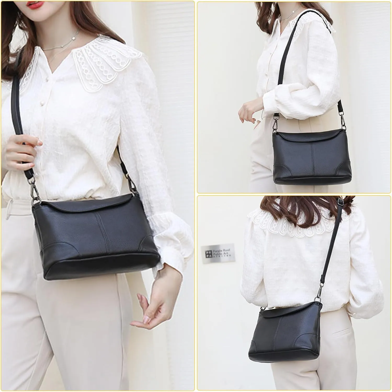 Genuine Leather Crossbody Bags for Women Medium Shoulder Purses Clutch Purses