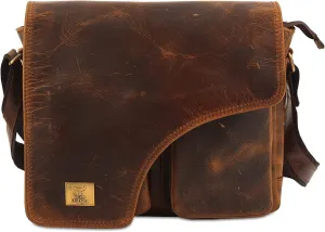 Genuine Leather Messenger Bag, Sling Bag Crossbody Shoulder Bags for Travel Work Business Men Women