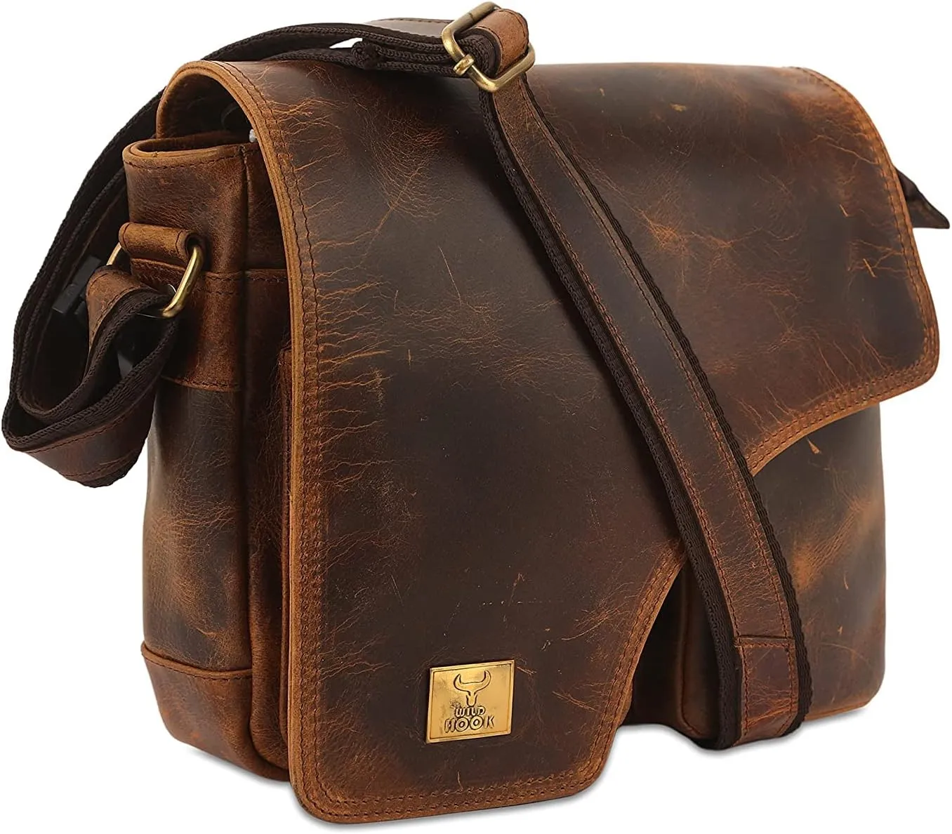 Genuine Leather Messenger Bag, Sling Bag Crossbody Shoulder Bags for Travel Work Business Men Women
