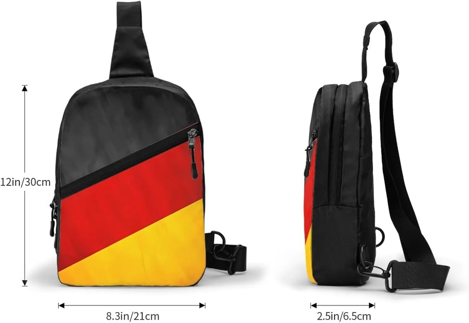 German Flag Packable Crossbody Bag Portable Sling Bags Foldable Travel Daypack Reusable Sports Shoulder Backpack Diagonally Chest Bag for Workout
