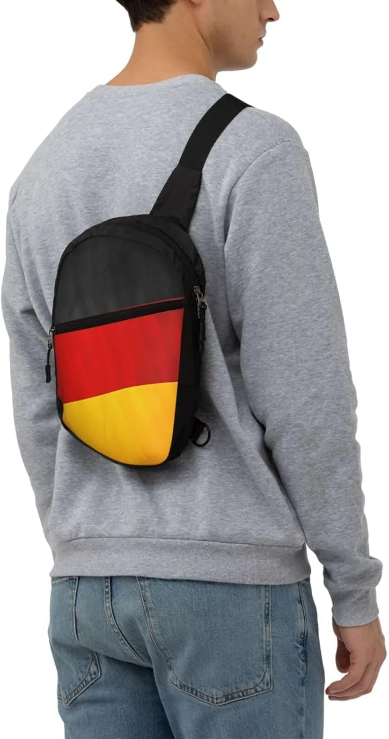 German Flag Packable Crossbody Bag Portable Sling Bags Foldable Travel Daypack Reusable Sports Shoulder Backpack Diagonally Chest Bag for Workout