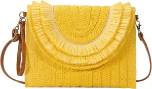 Gets Straw Clutch Bags for Women Handmade Woven Summer Beach Envelope Purse Wallet Crossbody Bag with Strap