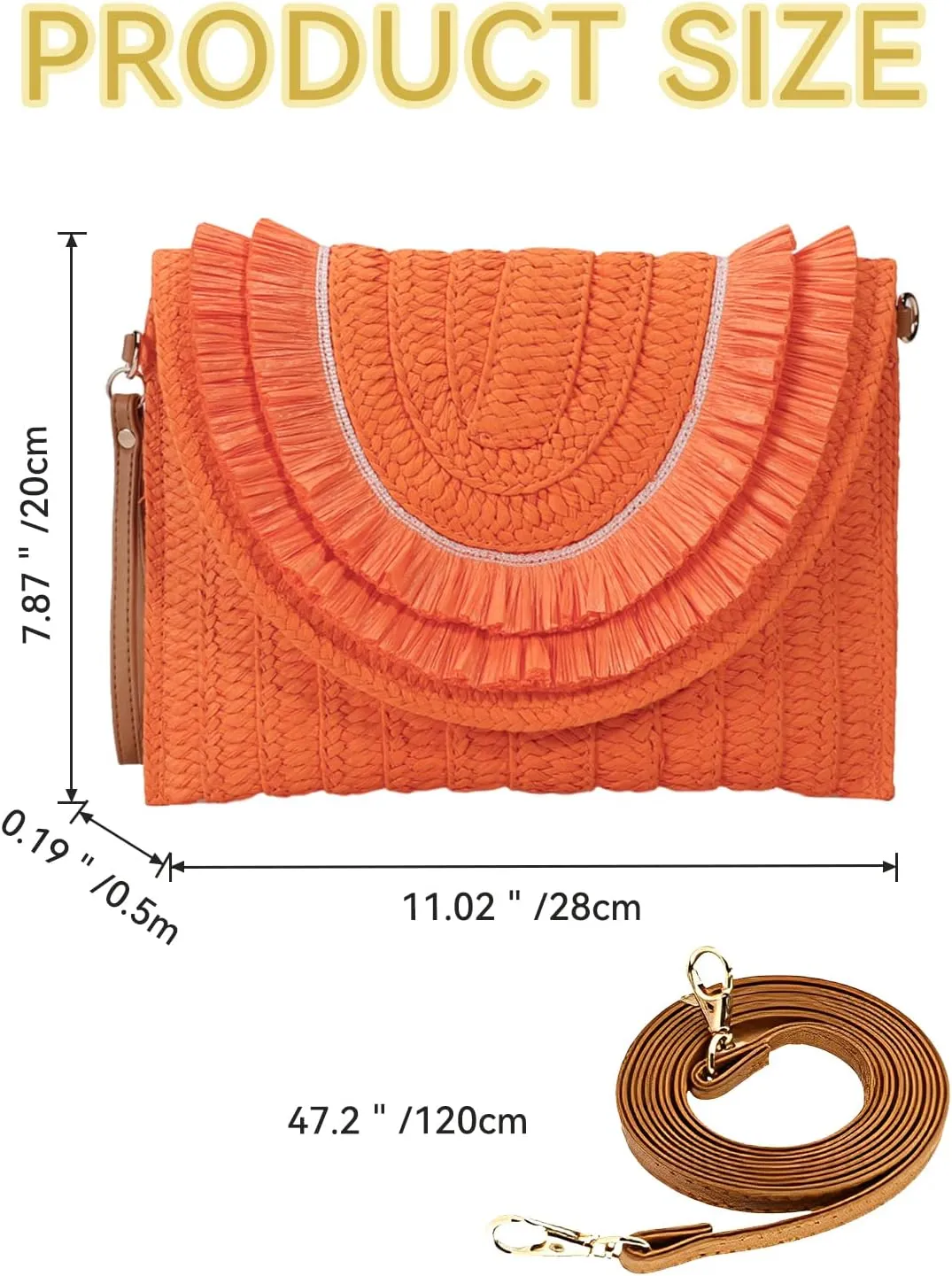 Gets Straw Clutch Bags for Women Handmade Woven Summer Beach Envelope Purse Wallet Crossbody Bag with Strap