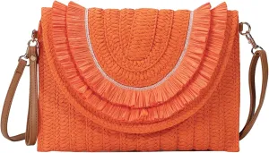 Gets Straw Clutch Bags for Women Handmade Woven Summer Beach Envelope Purse Wallet Crossbody Bag with Strap