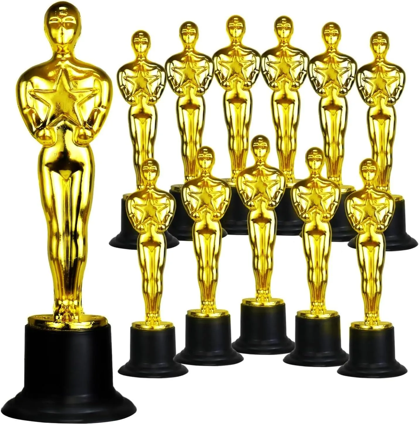 GiftExpress 12-Pack 6" Gold Award Trophy, Award Statues, Oscar Statues Trophies for Award Ceremony, Appreciation Gift