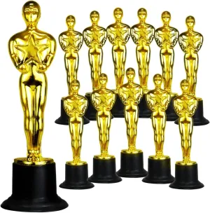 GiftExpress 12-Pack 6" Gold Award Trophy, Award Statues, Oscar Statues Trophies for Award Ceremony, Appreciation Gift