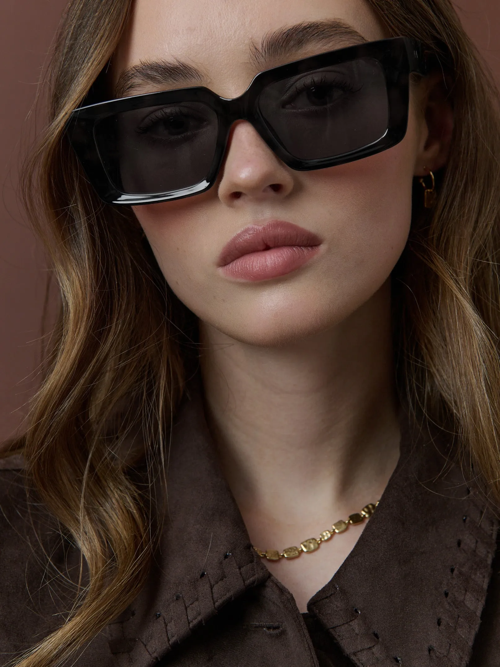 Gladdy Square Frame Sunglasses in Black