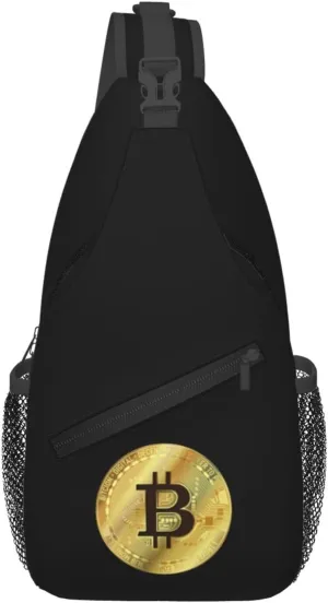 Gold Bitcoin Crypto Digital Currency Crossbody Bags For Women Men Chest Backpack Gym Shoulder Bag Travel Outdoor Sports Casual Crossbody Bags