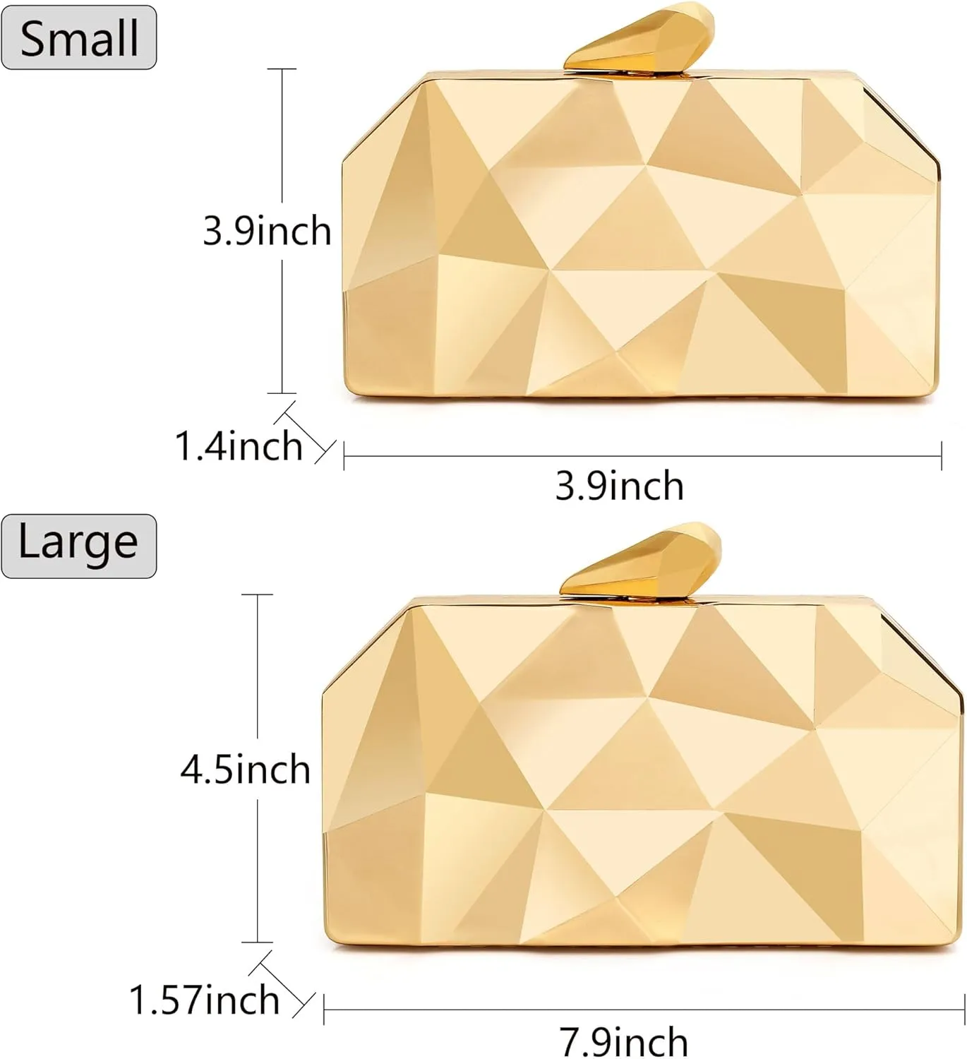 Gold Evening Bag,Geometric Evening Clutch,Metallic Gold Bags,Evening Bags for Wedding, Party&Formal Evening