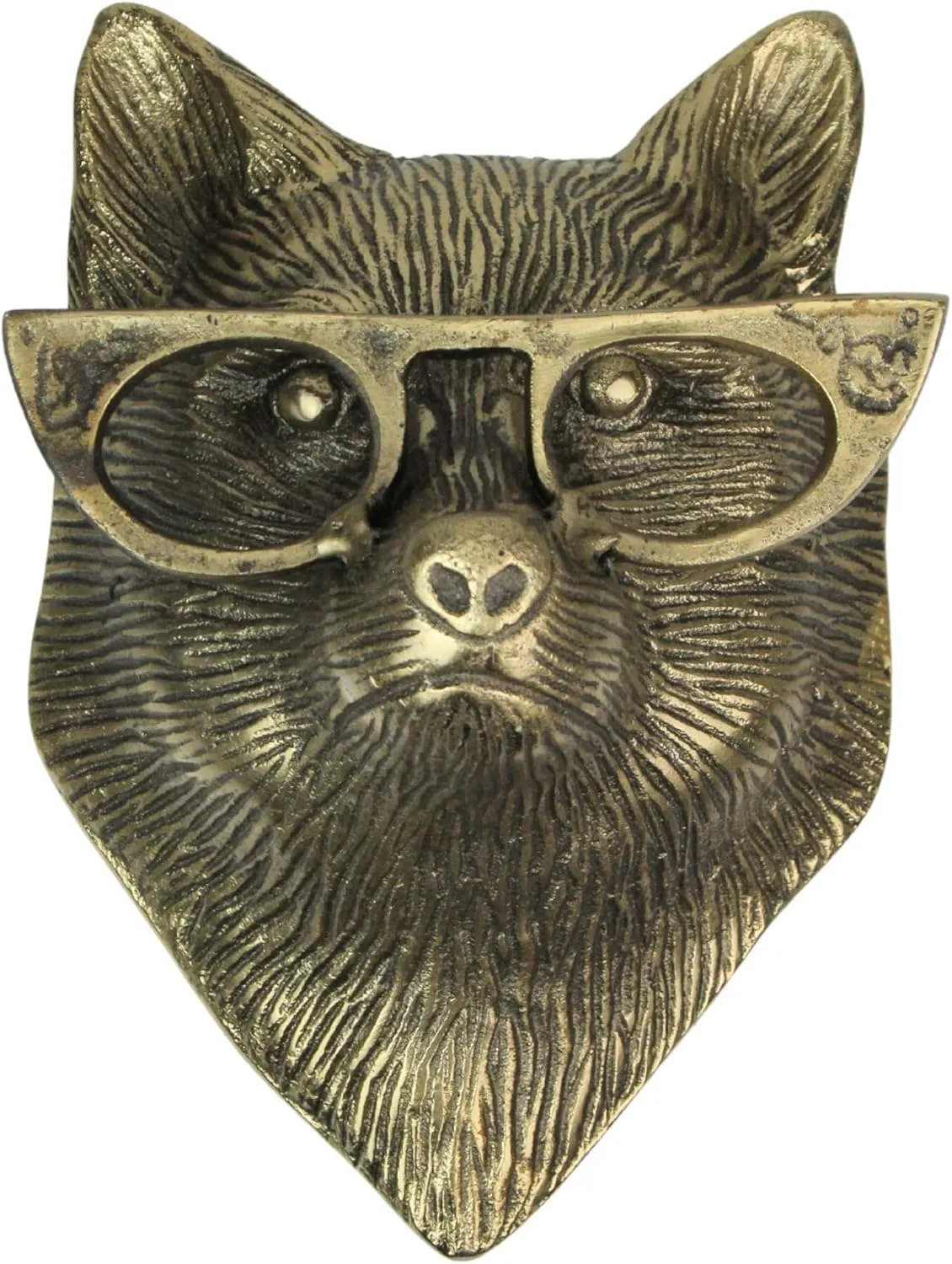 Gold Fox Head Wall Hanging with Cat’s Eye Glasses – 6" High, Whimsical Cast Aluminum Decor, Metallic Gold Finish, Unique Animal-Themed Wall Accent for Home or Office
