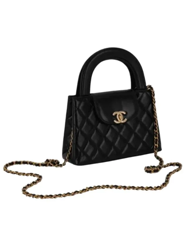 Gold Hardware Vintage Small Tote Bag Shiny Calfskin Black Chanel Positive feedback Expedited delivery