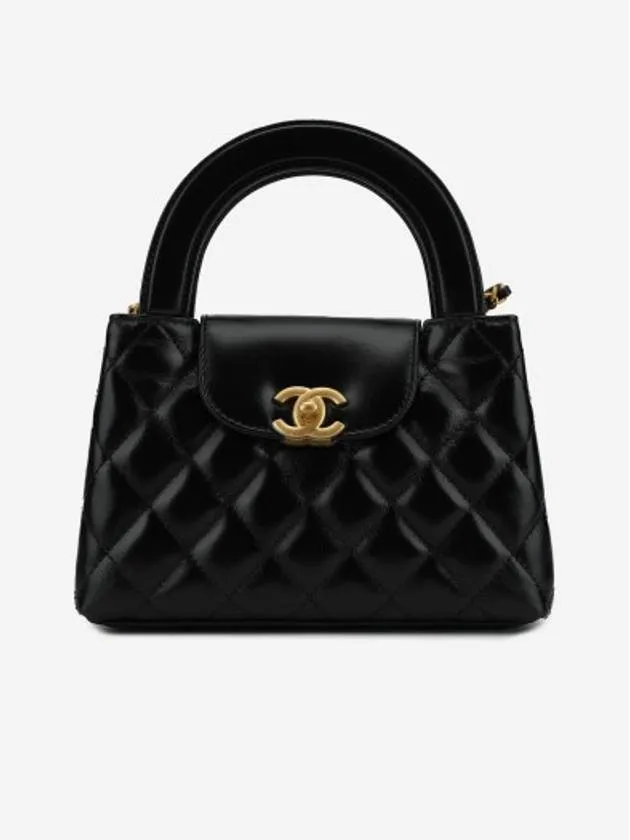 Gold Hardware Vintage Small Tote Bag Shiny Calfskin Black Chanel Positive feedback Expedited delivery