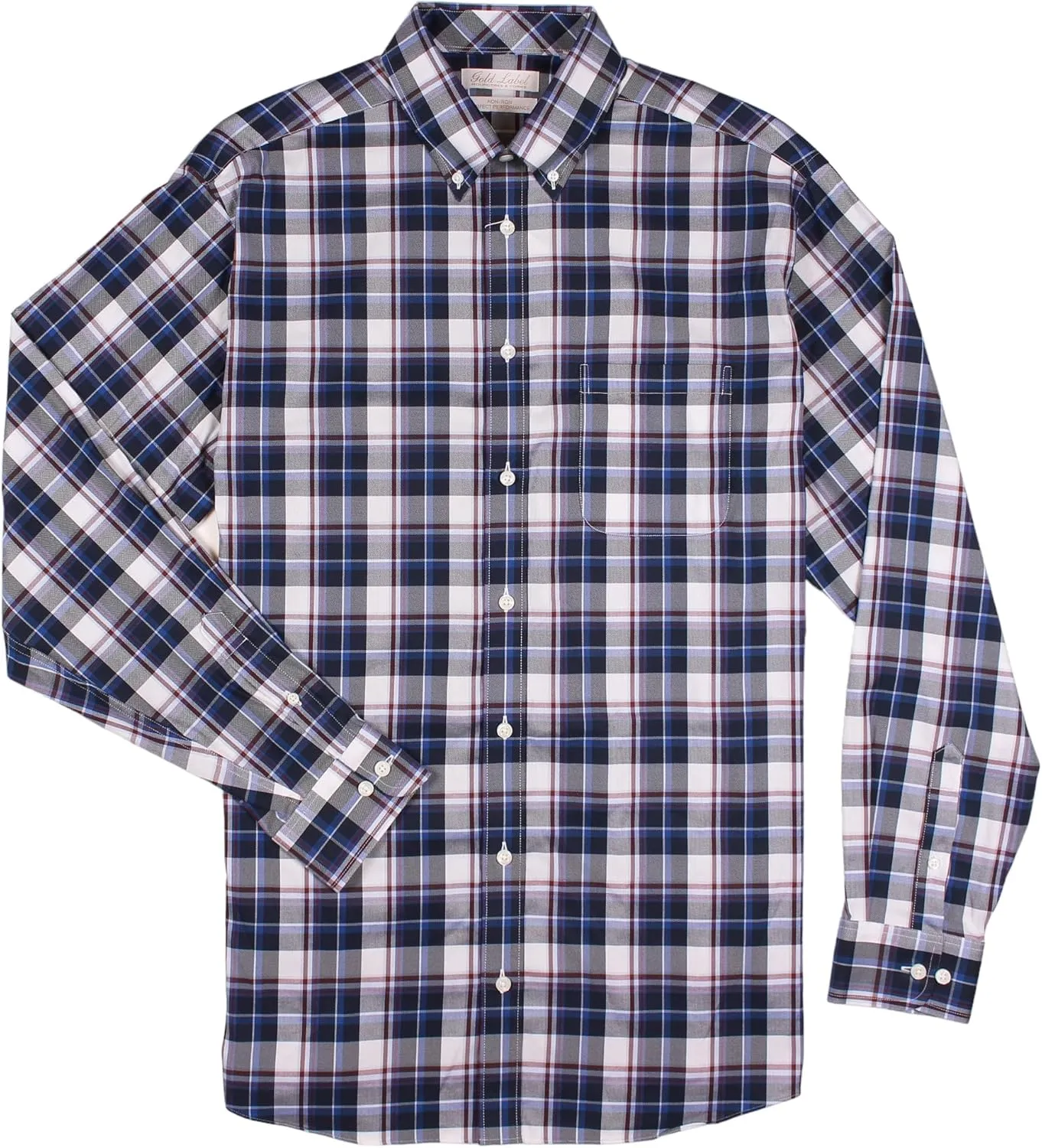 Gold Label Roundtree & Yorke Big Tall Non-Iron Men's Long Sleeve Shirt with Comfort Stretch