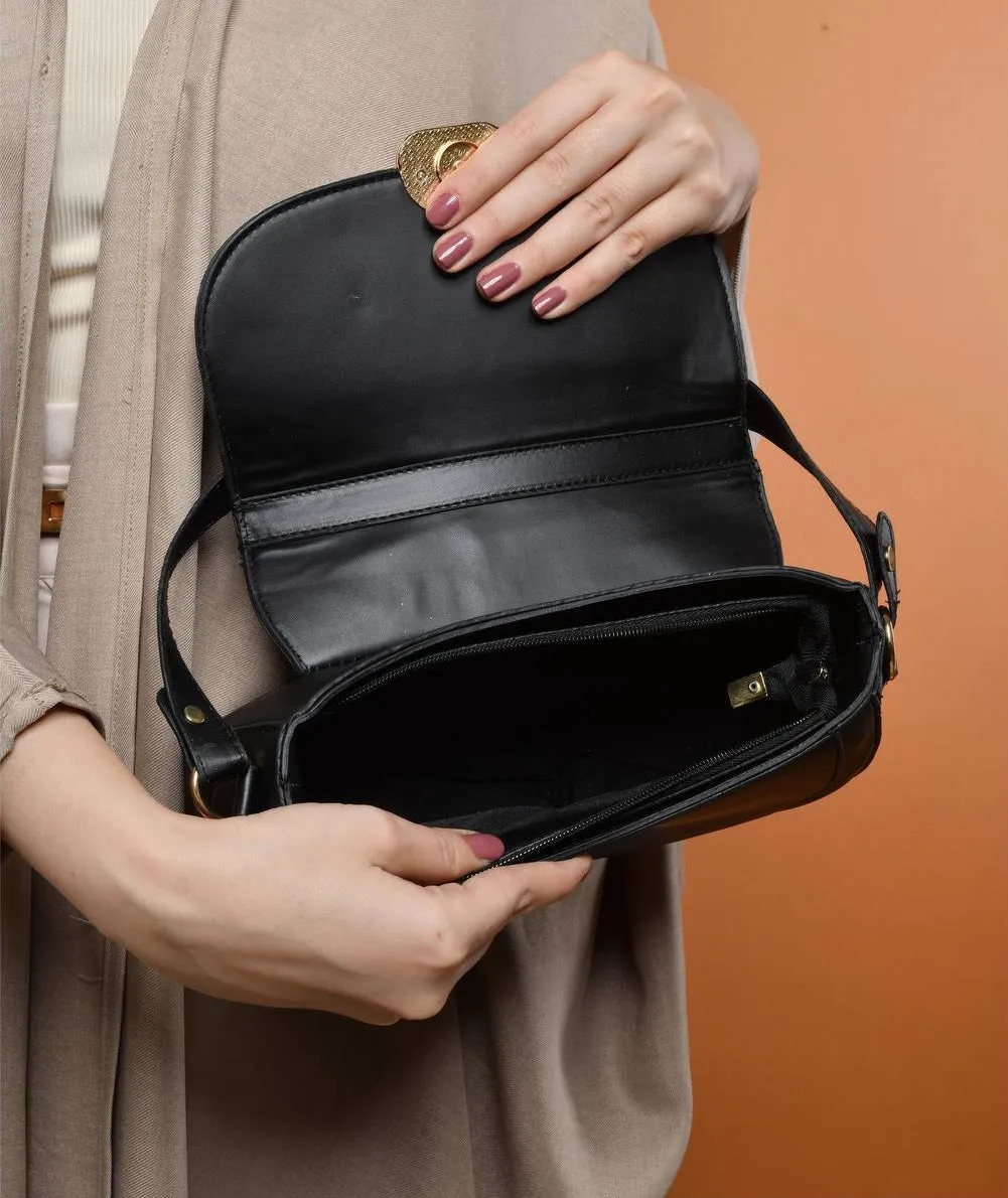 Golden Clasp shoulder bag - Black