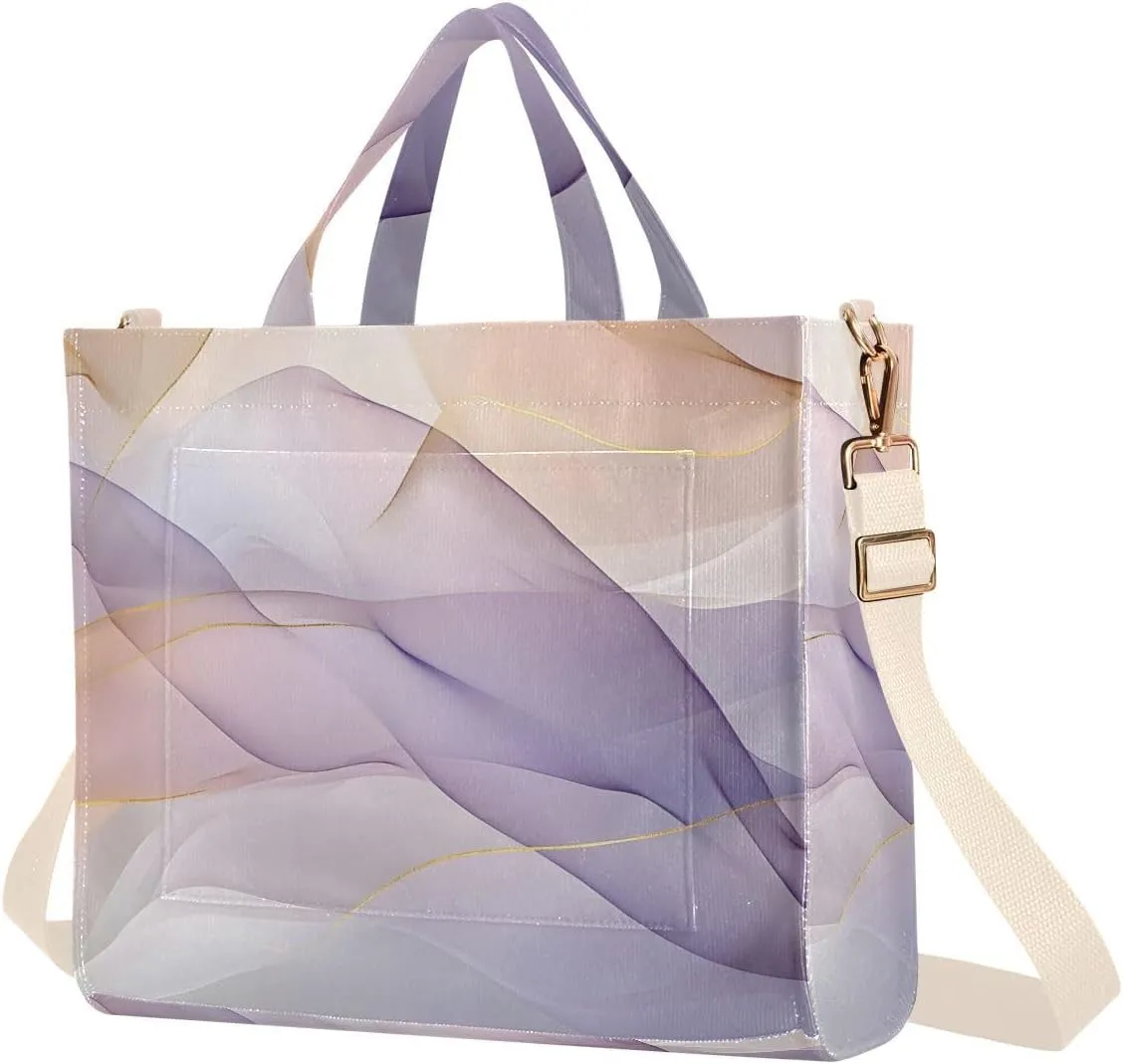 Golden Fluid Tote Bag for Women Corduroy Handbag Purse Shoulder Bag with Detachable Strap Small Size