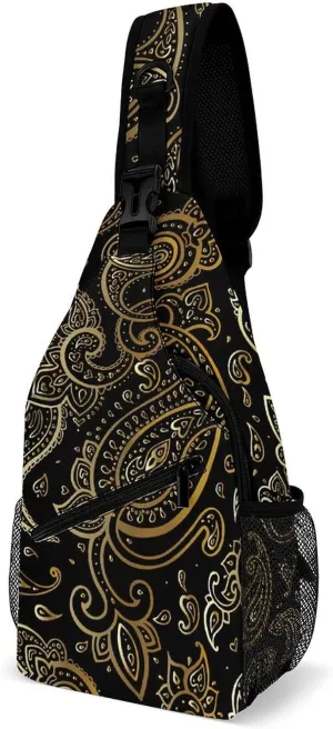 Golden Paisley A Spacious And Large Capacity Portable Adjustable Chest Bag