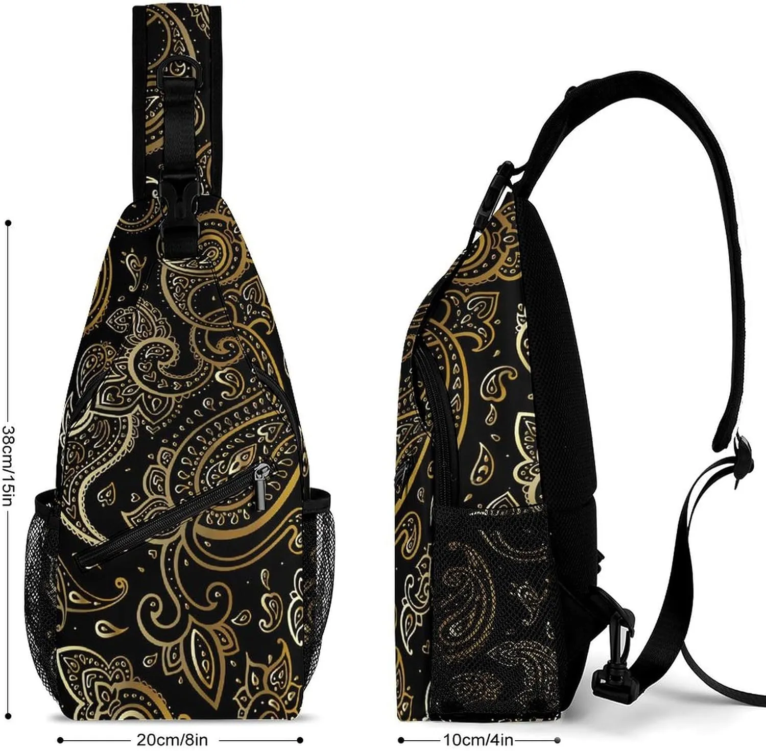 Golden Paisley A Spacious And Large Capacity Portable Adjustable Chest Bag