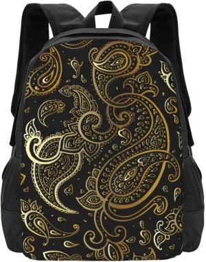 Golden Paisley Lightweight Packable Backpack Travel Casual Large Capacity Daypack Foldable Backpack For Men Women