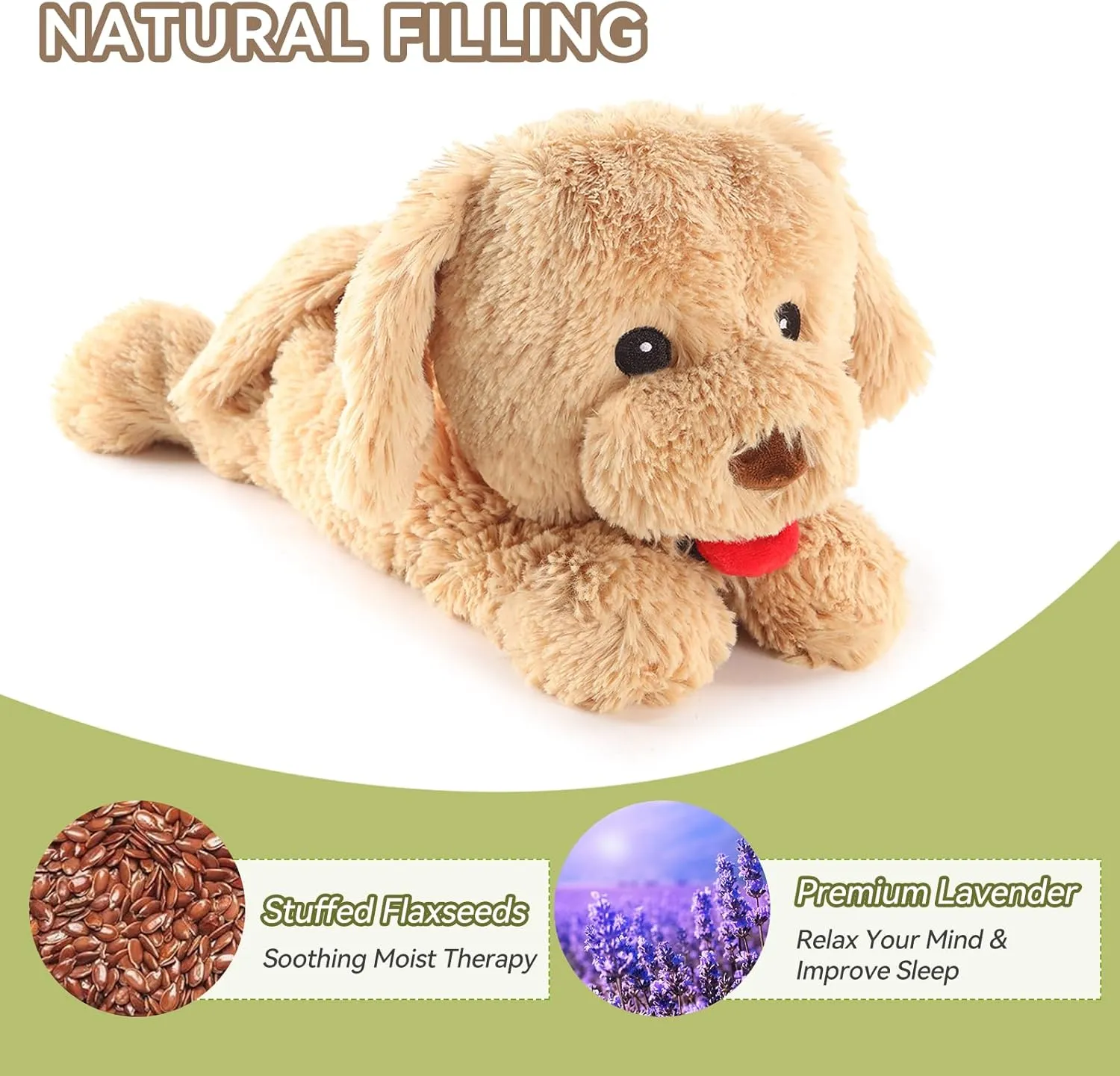 Golden Retriever Microwavable Stuffed Animal, Microwave Heating Pads for Cramps & Anxiety Relief, Heatable Cooling Lavender Scentsy Yellow Lab Plushies Buddy for Adults & Kids