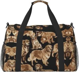 Golden Retrievers print Large Canvas Travel Duffel Bag Weekender Bags for Women Overnight Bag Carry On Tote Bag